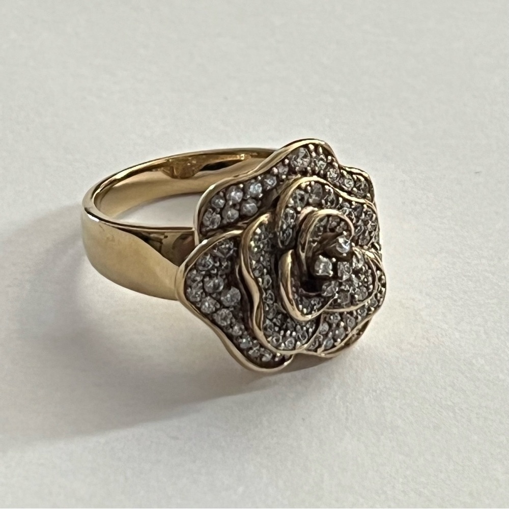 Vintage CZ Rose Flower Ring